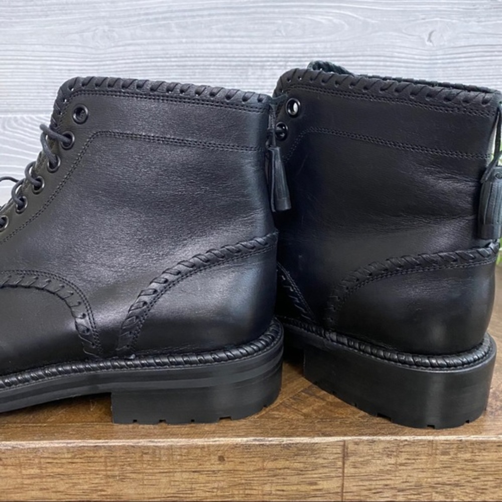 Saint Laurent Black Combat Boots with Tassels - Picture 7 of 15